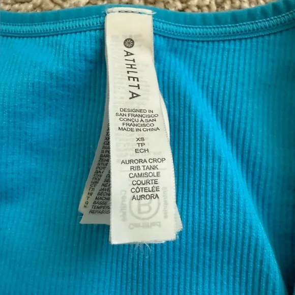 Athleta Aurora Seamless Crop Ribbed Tank‎ Santorini Blue Size XS - Picture 7 of 7